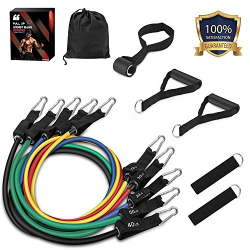 Resistance Bands Set (11pcs), Whatafit Workout Bands Exercise Bands ...